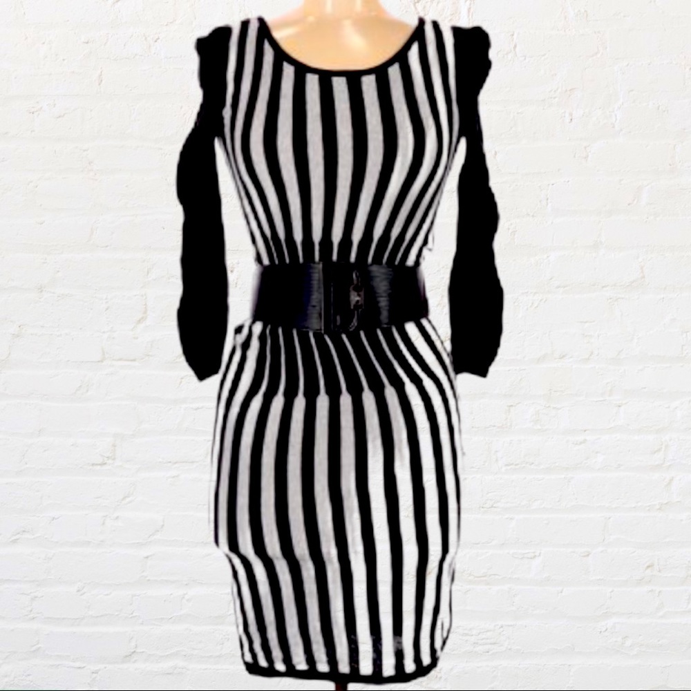 VERO MODA KNIT ABOVE KNEE DRESS WITH REMOVABLE BELT